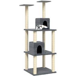 vidaXL Cat Tree with Sisal Scratching Posts Dark Grey 141cm