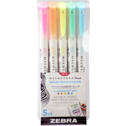 Zebra Mildliner Dual Ended Brush Fluorescent 5-pack