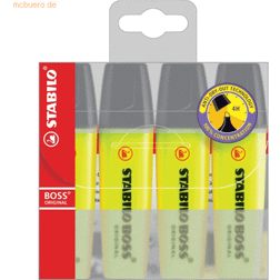 Stabilo BOSS ORIGINAL Highlighter Yellow Medium Chisel 2-5 mm Refillable Pack of 4