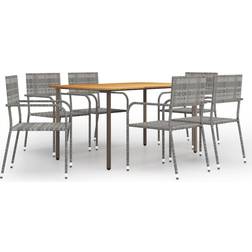 vidaXL 3072500 Juego de comedor de patio, 1 Mesa incl. 6 Sillas