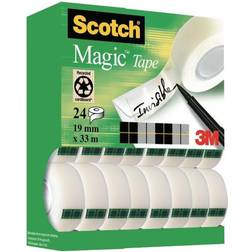 3M Nastro Adesivo Magic 810 19 mm x 33 m Trasparente Opaca Value Pack 20 Rotoli + 4 Gratis 8-1933R24TPR