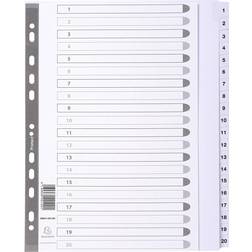 Exacompta Guildhall Mylar Index 1-20 A4 Maxi White