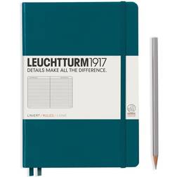 LEUCHTTURM1917 359692 Carnet De Notes Medium (A5) Couverture Rigide 251 Pages Numérotées, Pacific Green, Ligné