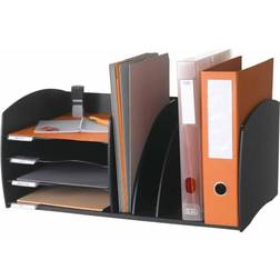 Fast Paper 4 Compartment Desk Organiser Black, black