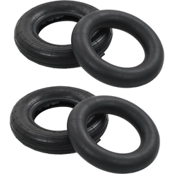 vidaXL 4 Piece Wheelbarrow Tire and Inner Tube Set 3.508 4PR Rubber Black