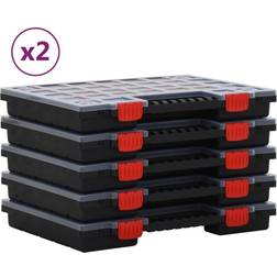 vidaXL Boîtes d'Assortiment 10 pcs, Conteneur d'Outils avec Couvercle, Boîte de Rangement avec Compartiments, Organisateur de Garage, Polypropylène