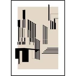 Kristina Dam Studio Abstraction Neues Museum beige, inkl. svart ram, 2x42 cm Plakat