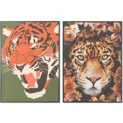 Dkd Home Decor S3013690 Lærred Tiger Moderne (52 x 2,7 x 72 cm) (2 enheder) Billede