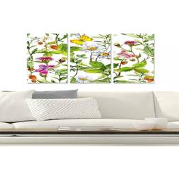 Furniturebox Canvastavla Floral 3-pack Flerfärgad 20x50 cm Tavla