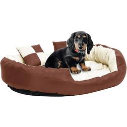 vidaXL Reversible & Washable Dog Cushion Brown Cream 110x80x23