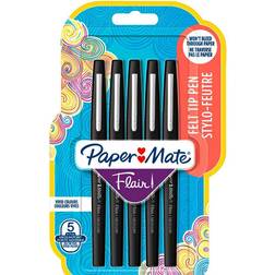 Papermate Flair 0.7 mm Schwarz 5 Stück