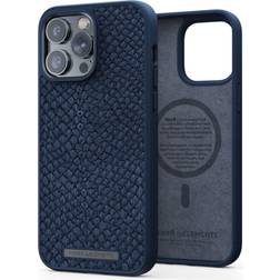 Njord byELEMENTS Coque pour iPhone 14 Pro Max MagSafe en Cuir de Saumon Bleu