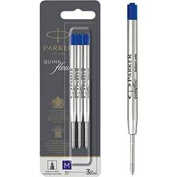 Parker Quink Flow Ballpoint Pen Ink Refills Medium Tip Blue 3-pack