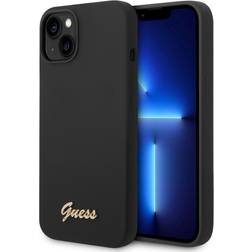 Guess iPhone 14 Cover Liquid Silicone Metal Logo Sort