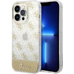 Guess iPhone 14 Pro Cover Bottom Stripe Script Logo Guld