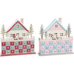 Dkd Home Decor Adventskalender Træ Hus (32 x 8 x 33 cm) (2 enheder)