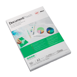 GBC Document Pouch Gloss A3 250 micron Clear 50