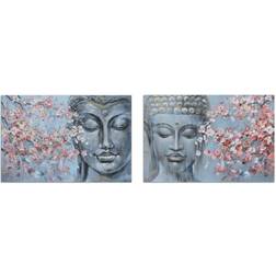 Dkd Home Decor "Kanvas Buddha Orientalisk (120 x 2,8 x 80 cm) (2 antal) Tavla