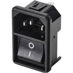 TRU Components TC-10088380 IEC-stik Stik, indbygning lodret Samlet poltal: 2 10 A Sort 1 stk