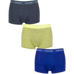 Calvin Klein Cotton Stretch Low Rise Trunks 3-pack - Blue Flannel/Stripe/Hemisphere Blue