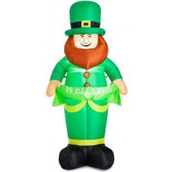 GlitzHome St. Patrick's Day Lighted Inflatable Leprechaun Decor