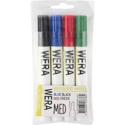 Wera Whiteboardmarker ass. kantet spids 1-4mm 4stk/pak