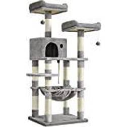Songmics Albero Per Gatti Tiragraffi Con 2 Posatoi, Grigio Chiaro