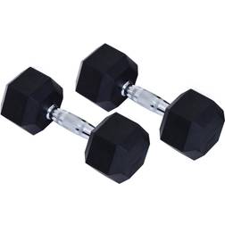 Homcom Rubber Hexagonal Dumbbells 2x10kg