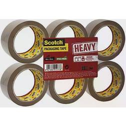 3M Scotch Heavy Packaging Tape High Resistance Hotmelt 50mm x 66m Brown, Pack of