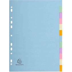 Exacompta Forever Recycled Divider 12 Part A4 170gsm Card Assorted