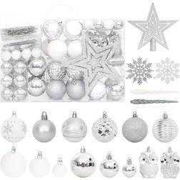 vidaXL 108 st silver och vit Julgranspynt