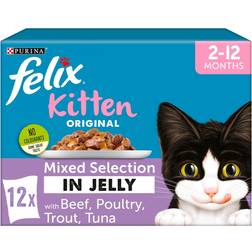 Purina Felix Kitten Mixed Selection in Jelly Cat Food Pouches 12x100g