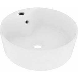 vidaXL Lavandino Con Troppopieno Bianco Opaco 36x13 cm Ceramica