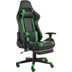 vidaXL Silla Gaming Giratoria Con Reposapiés Pvc Verde 17,7kg