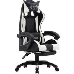 vidaXL Gaming-Stuhl mit Fußstütze Weiß und Schwarz Kunstleder