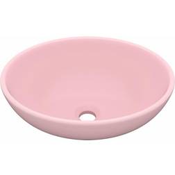 vidaXL Lavabo De Lujo Ovalado Cerámica Rosa Mate 40x33 cm