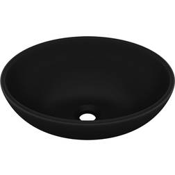 vidaXL Lavabo De Lujo Ovalado Cerámica Negro Mate 40x33 cm