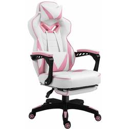 Vinsetto Gaming Chair with Retractable Footrest Pink