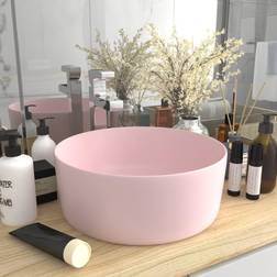 vidaXL Lavabo Rond De Luxe Rose Mat 40x15 cm Céramique