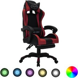 Basic Home Gamingstol Med LED-Lys RGB Farver Vinrød Og Sort