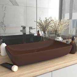 vidaXL Lavabo De Luxe Rectangulaire Marron Foncé Mat 71x38 cm