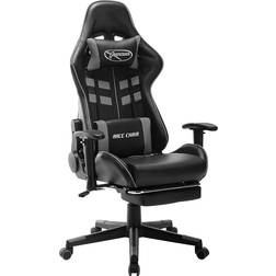 vidaXL Silla Gaming Con Reposapiés Cuero Sintético Negro Y Gris