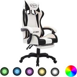 Basic Home Silla Gaming Con Luces Vidaxl Led Rgb Cuero Sintético Negro Y Blanco