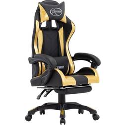 vidaXL Silla Gaming Con Reposapiés Cuero Sintético Negro Y Dorado