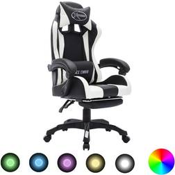 Basic Home Vidaxl Silla gaming con luces led rgb cuero sintético blanco y negro Multicolor