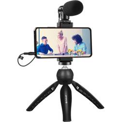 Puluz Live Broadcast Kit Tripod Microphone Phone Clamp Svart