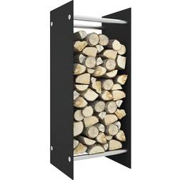 vidaXL Firewood Rack Black 40x35x100 cm Tempered Glass