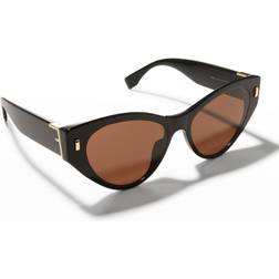 Fendi Cat Eye Sunglasses, 55mm Black/Brown