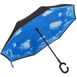 vidaXL Parapluie à Poignée en C Réversible Coupe-vent Parapluie de Marche Parapluie de Promenade Portable Jardin Extérieur Noir 108 cm