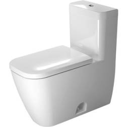 Duravit Happy D.2 Dual Flush One-Piece Floor Mounted Elongated Toilet in White Finish In White Alpin, WonderGliss Surface Finish: Without WonderGliss, 2121010001